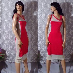 Vintage Y2K Cyber Rave Dress Size Small 2000s Retro Sexy Red Summer Festival